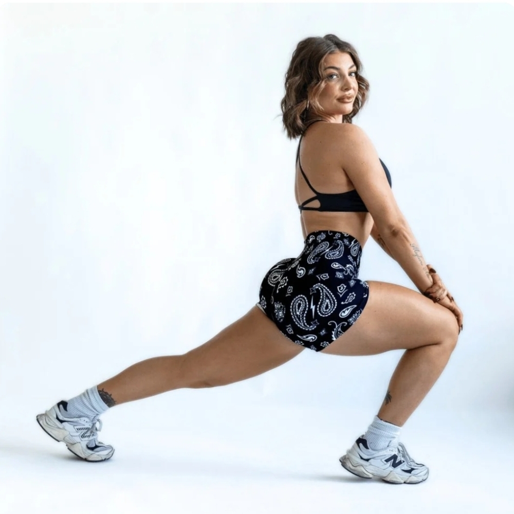 Stylish Black Paisley Athletic Shorts